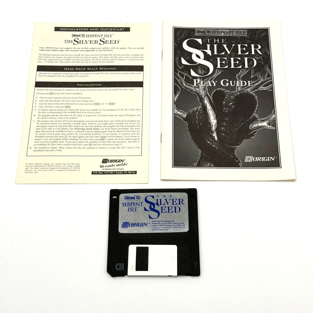 Ultima VII Part Two Serpent Isle Silver Seed Expansion Clue Book Big Box CIB PC